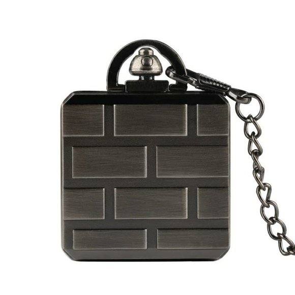Mario Mystery Block Pocket Watch NEW Gift Nintendo Gamer Vintage Silver Classic - Picture 5 of 6